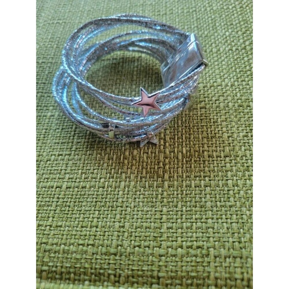 Silver Bracelet With Stars and Magnetic Clasp